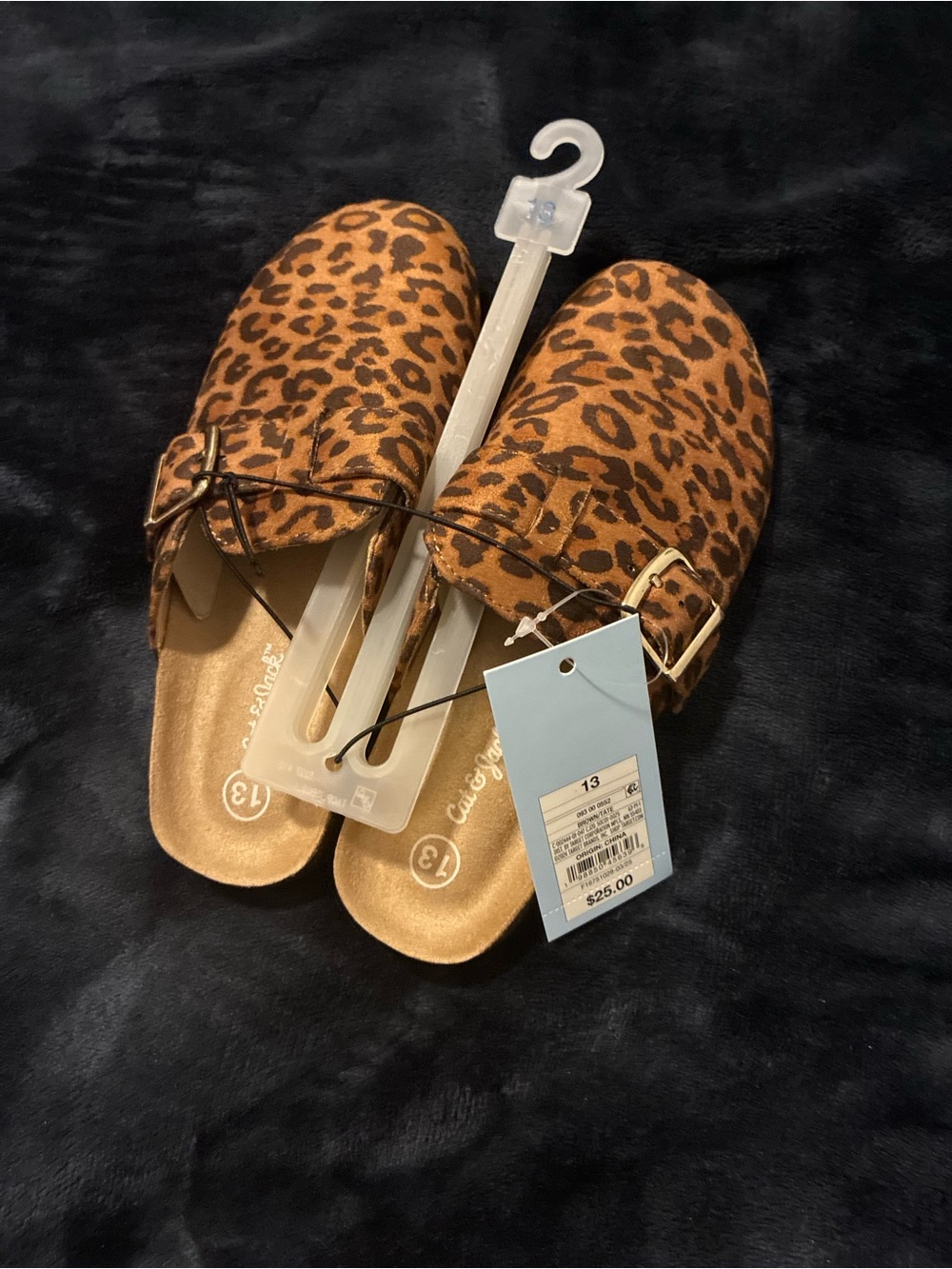 Cat & Jack Leopard Print Slip-On Mules - Tan & Black